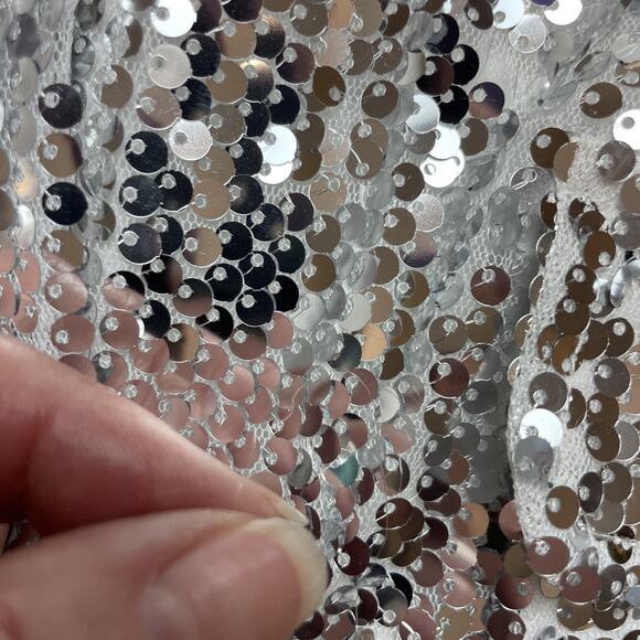 Boohoo Sequined Club Jacket Womens 18 Silver Evening Party Rockstar Concert Rave - Picture 9 of 12